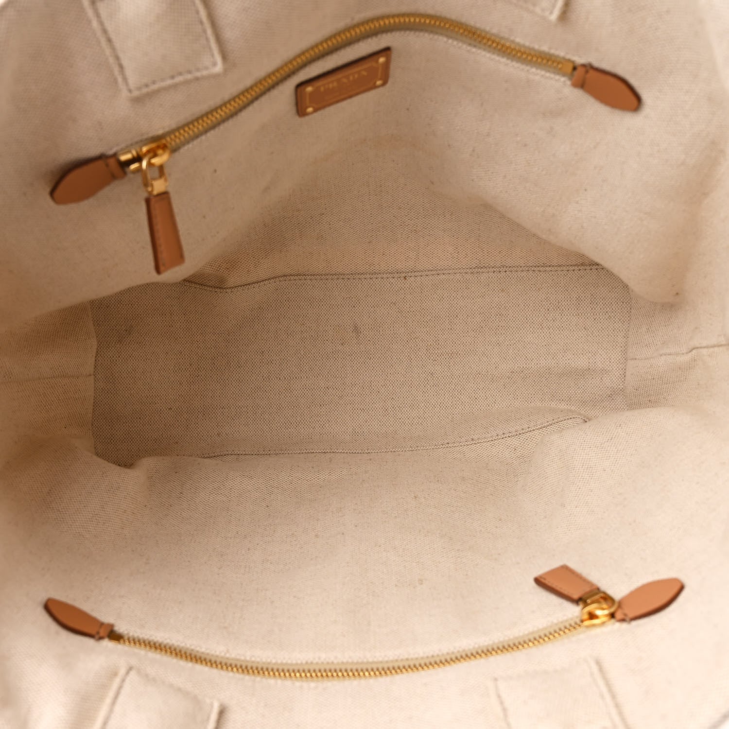 Prada Linen Vitello Large Logo Tote Natural 5 of 10