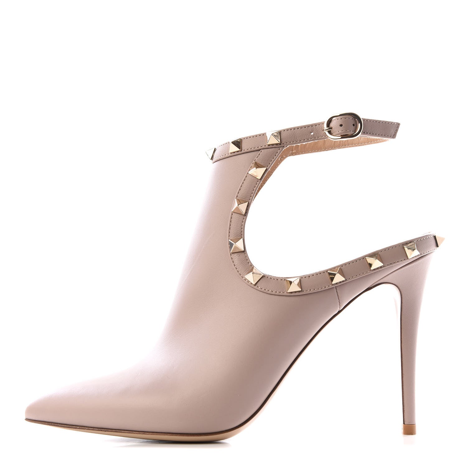 Valentino Garavani Calfskin Rockstud Open Back Ankle Booties 39.5 Poudre 1 of 9
