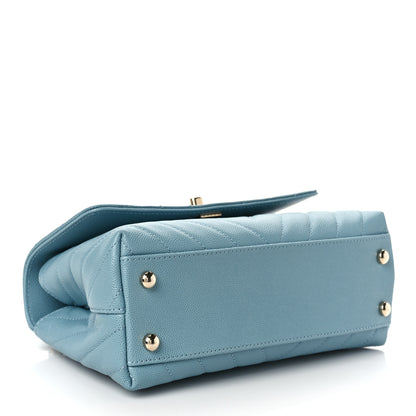 Chanel Caviar Chevron Quilted Mini Coco Handle Flap Sky Blue 4 of 9