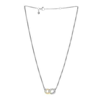 David Yurman Sterling Silver 18K Yellow Gold Belmont Pendant Necklace 3 of 5