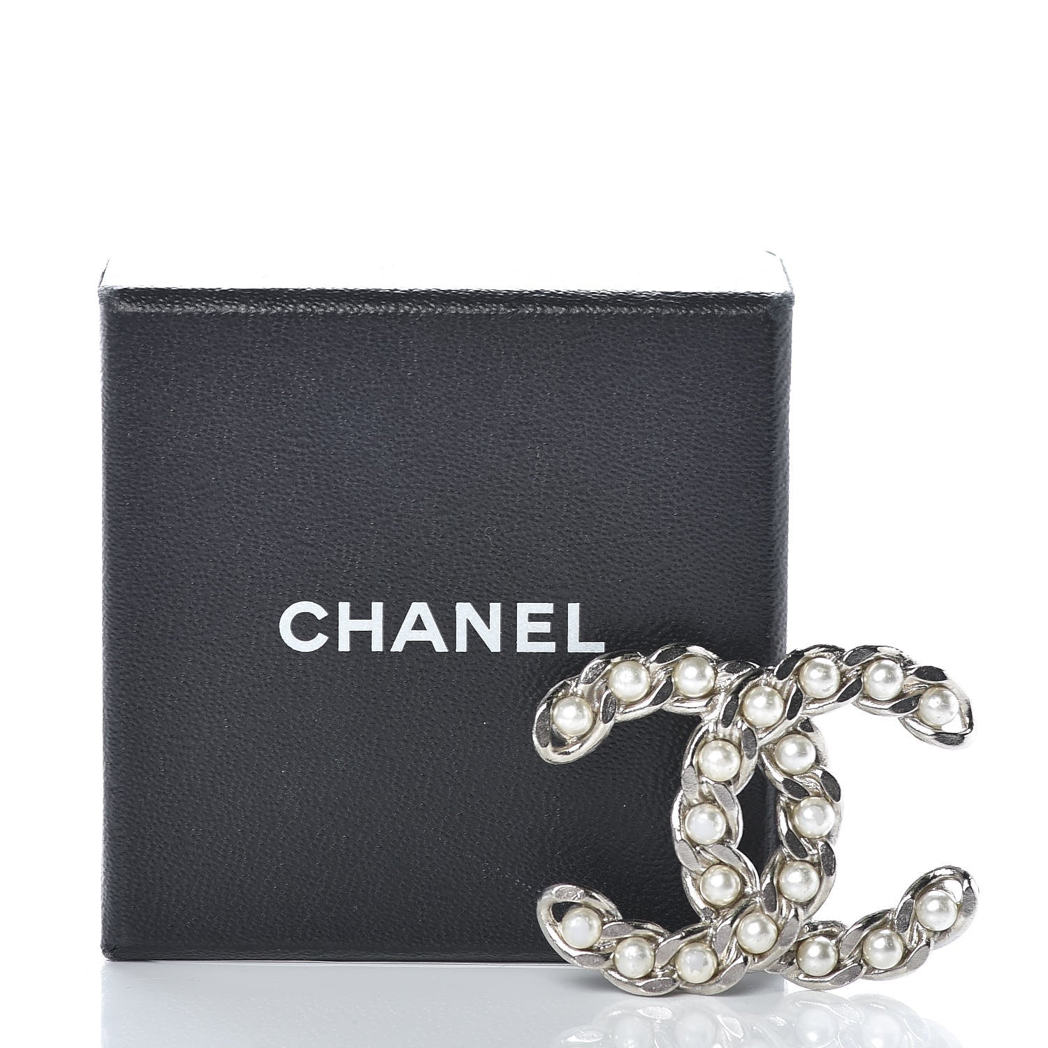 Chanel Pearl CC Chain Brooch Silver 5 of 5
