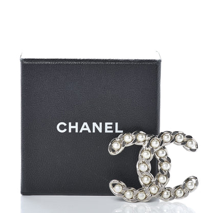 Chanel Pearl CC Chain Brooch Silver 5 of 5