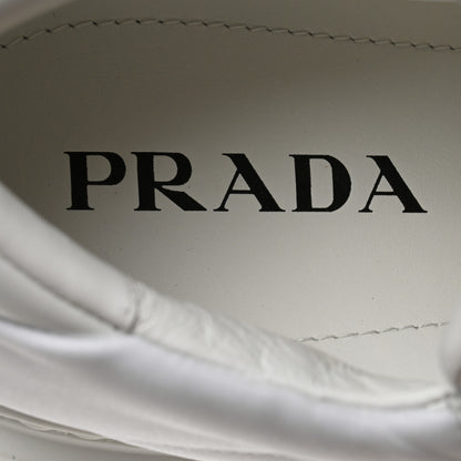 Prada Re-Nylon Spazzolato Rubber Triangle Logo Macro Quilted Mens 35mm Platform Sneakers 8 White 7 of 9