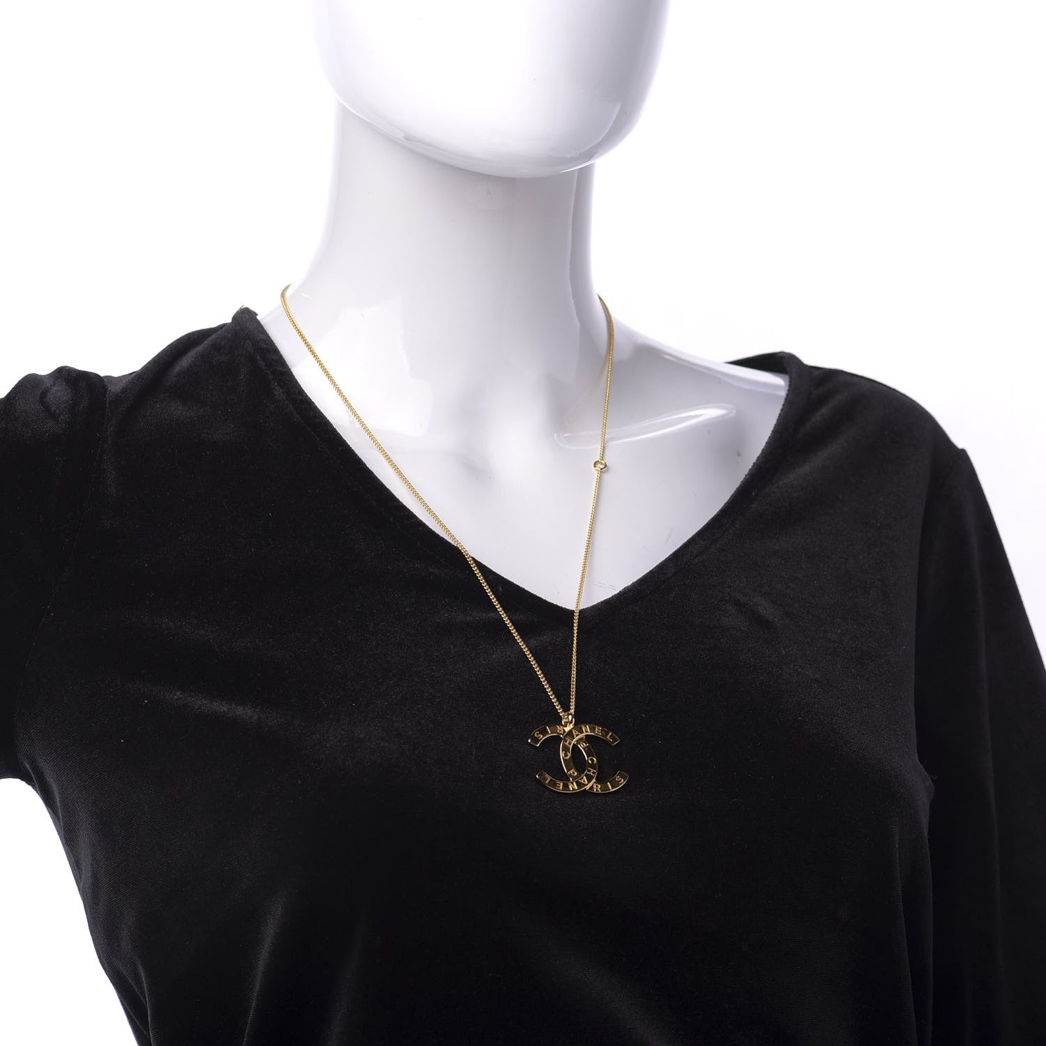 Chanel Metal CC Paris Button Necklace Gold 2 of 6