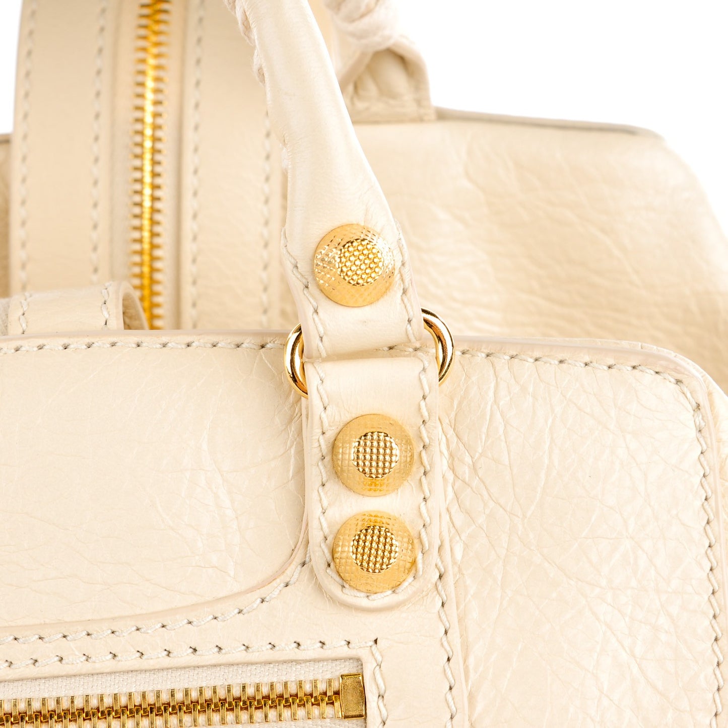 Agneau Giant 12 Gold Hardware Zip Traveler Backpack Blanc Creme Light Craie