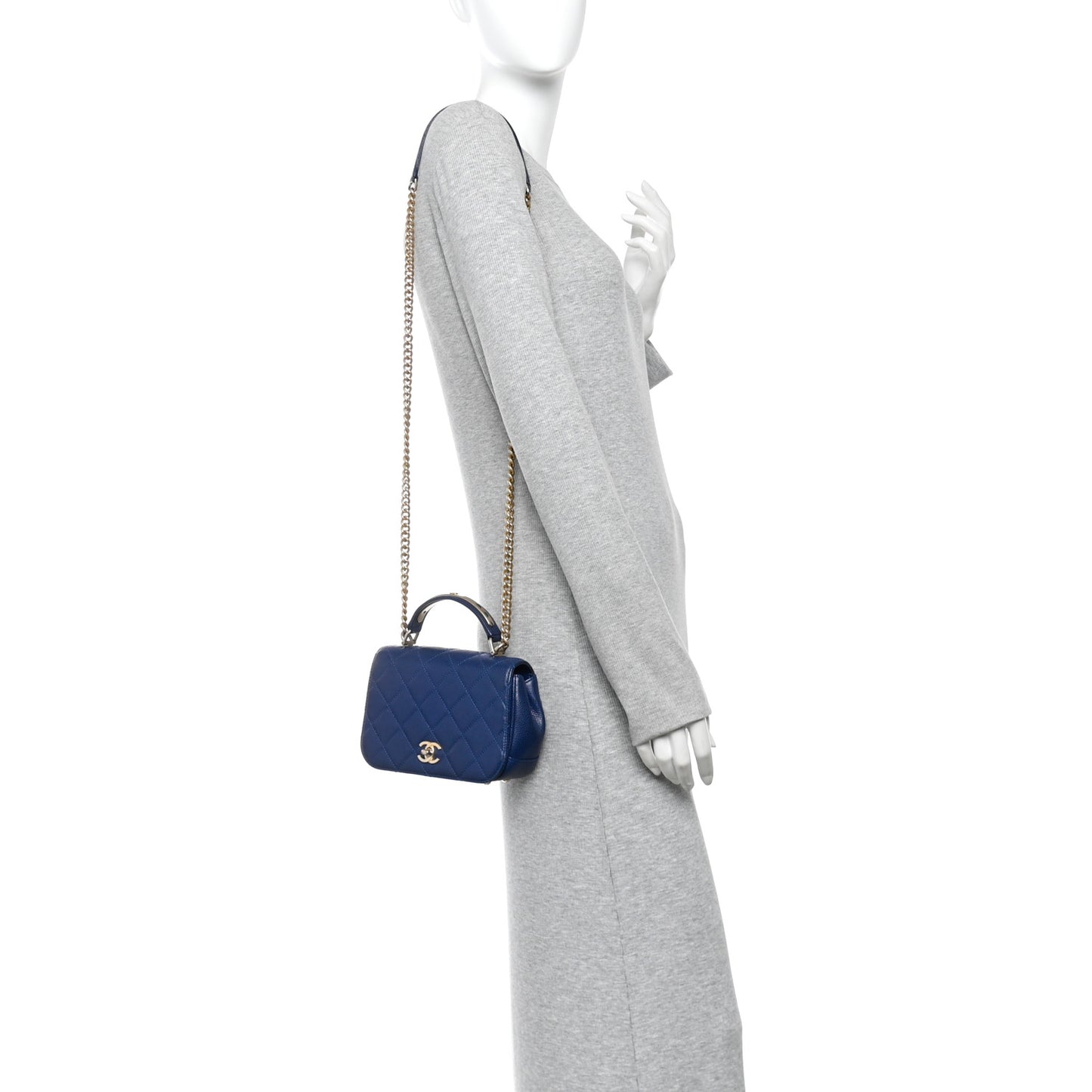 Caviar Mini Carry Around Flap Bag Blue