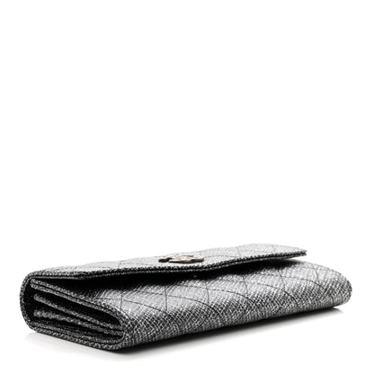 Chanel Glittered Calfskin Quilted Large Gusset Flap Wallet Dark Grey 4 of 8