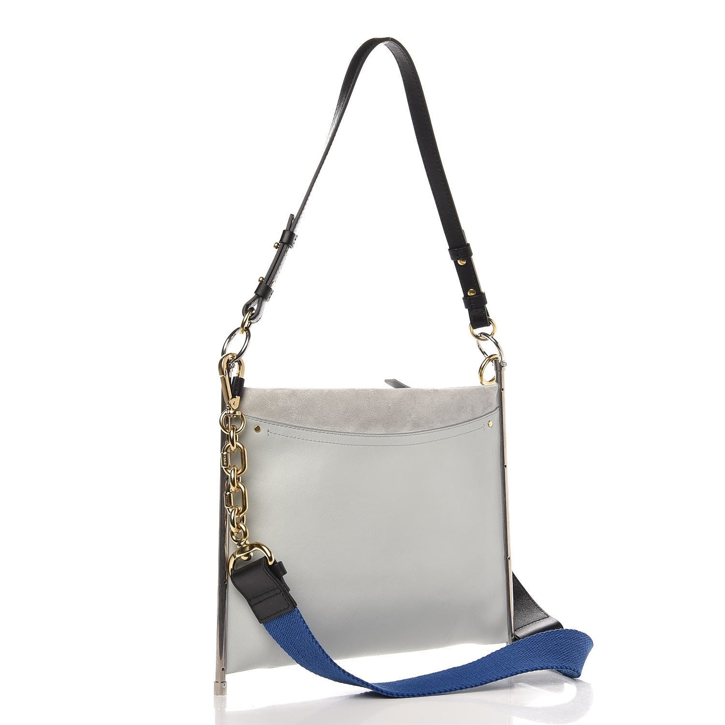 Smooth Calfskin Suede Medium Roy Bag Airy Grey