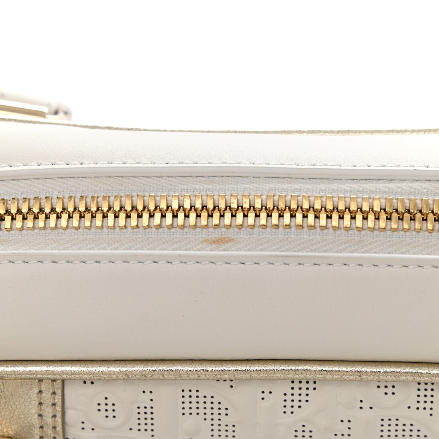 Christian Dior Perforated Calfskin Medium Dior Vibe Classic Bowling Bag White Gold 8 of 8