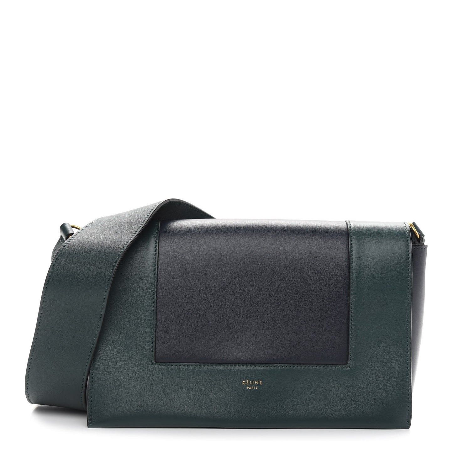 Shiny Smooth Calfskin Medium Frame Shoulder Bag Amazone Dark Navy