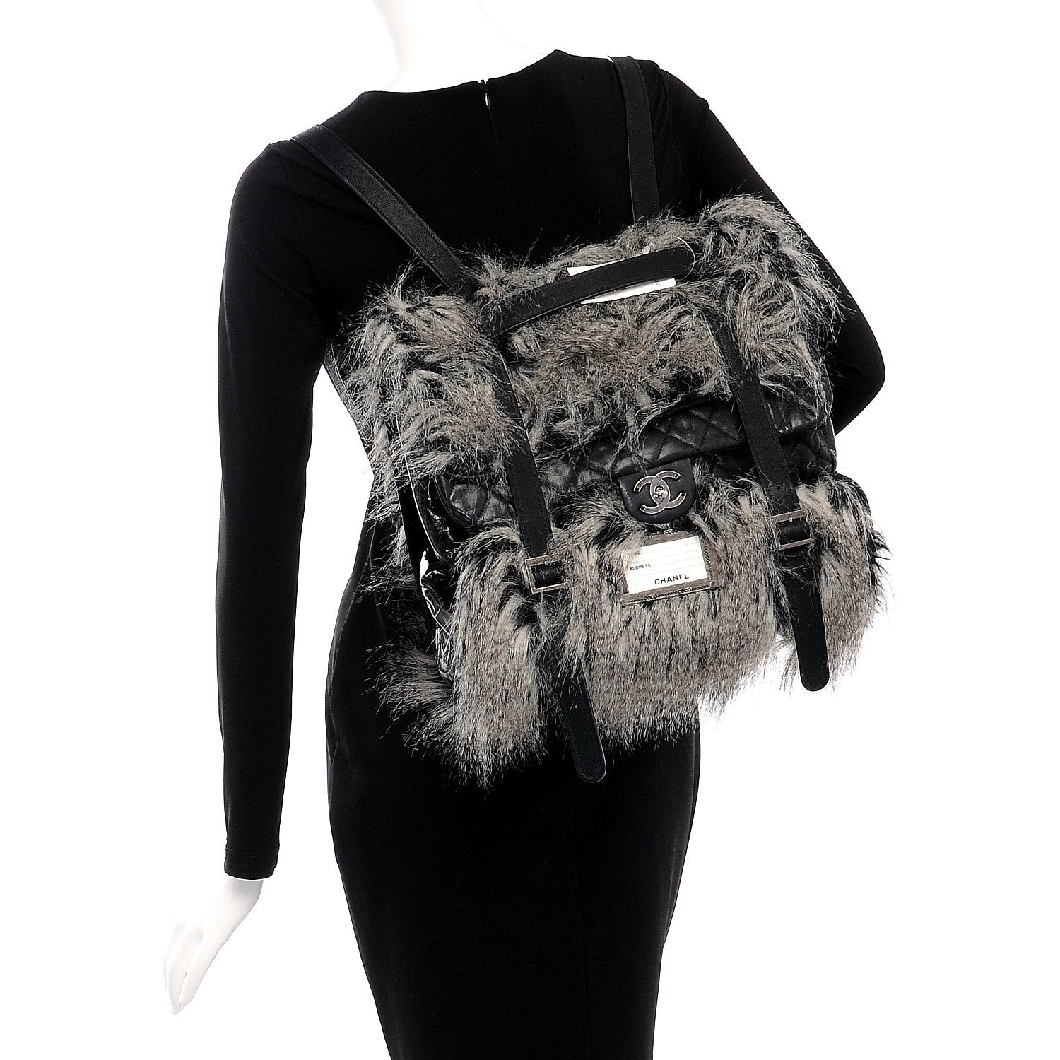 Chanel Iridescent Calfskin Fantasy Fur Backpack Grey 2 of 11