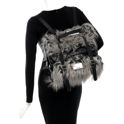 Chanel Iridescent Calfskin Fantasy Fur Backpack Grey 2 of 11