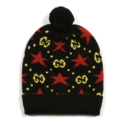 Gucci Wool Alpaca Knit Softy Star Beanie Hat M Black Yellow 1 of 3