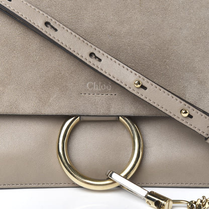Chloe Suede Calfskin Small Faye Shoulder Bag Motty Grey 13 of 13