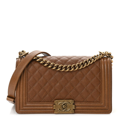 Chanel Caviar Quilted Medium Boy Flap Light Brown 1 of 11