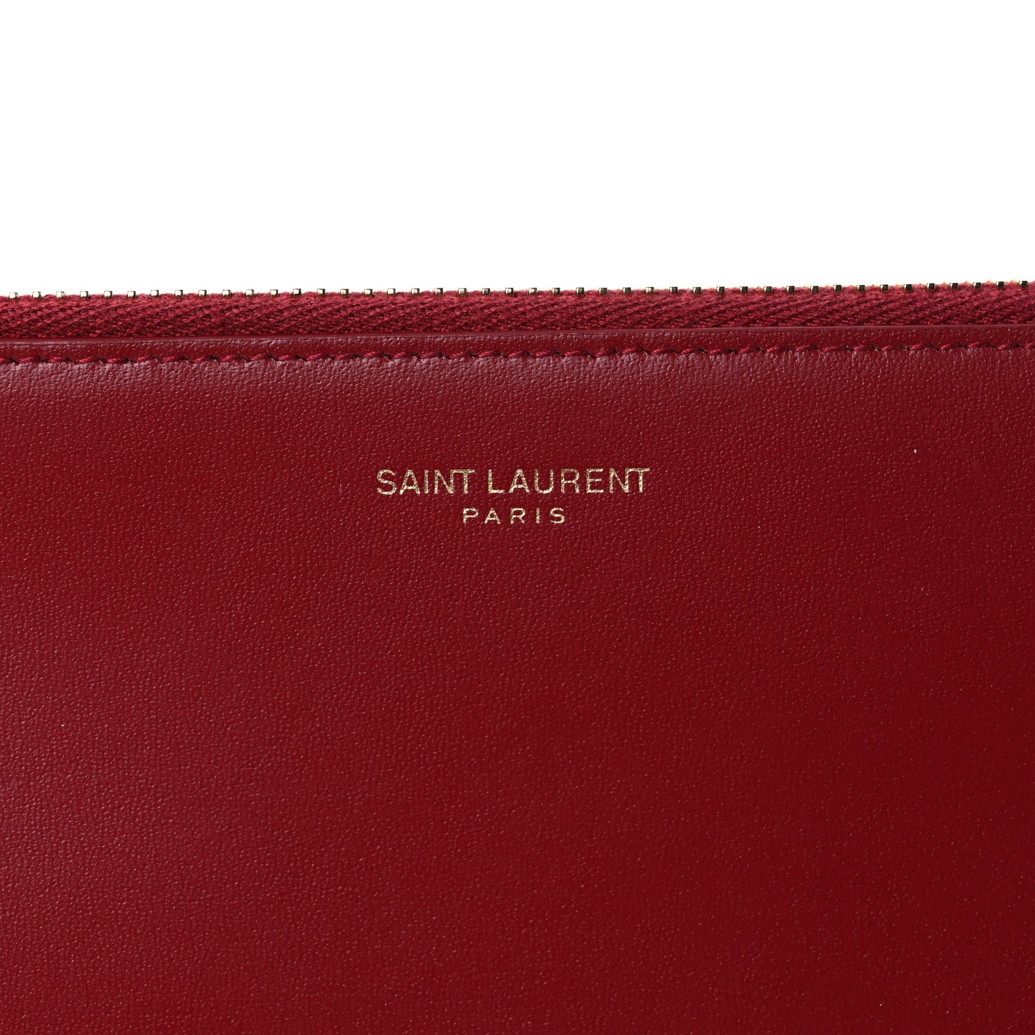 Saint Laurent Calfskin Medium Zip Clutch Red 8 of 13