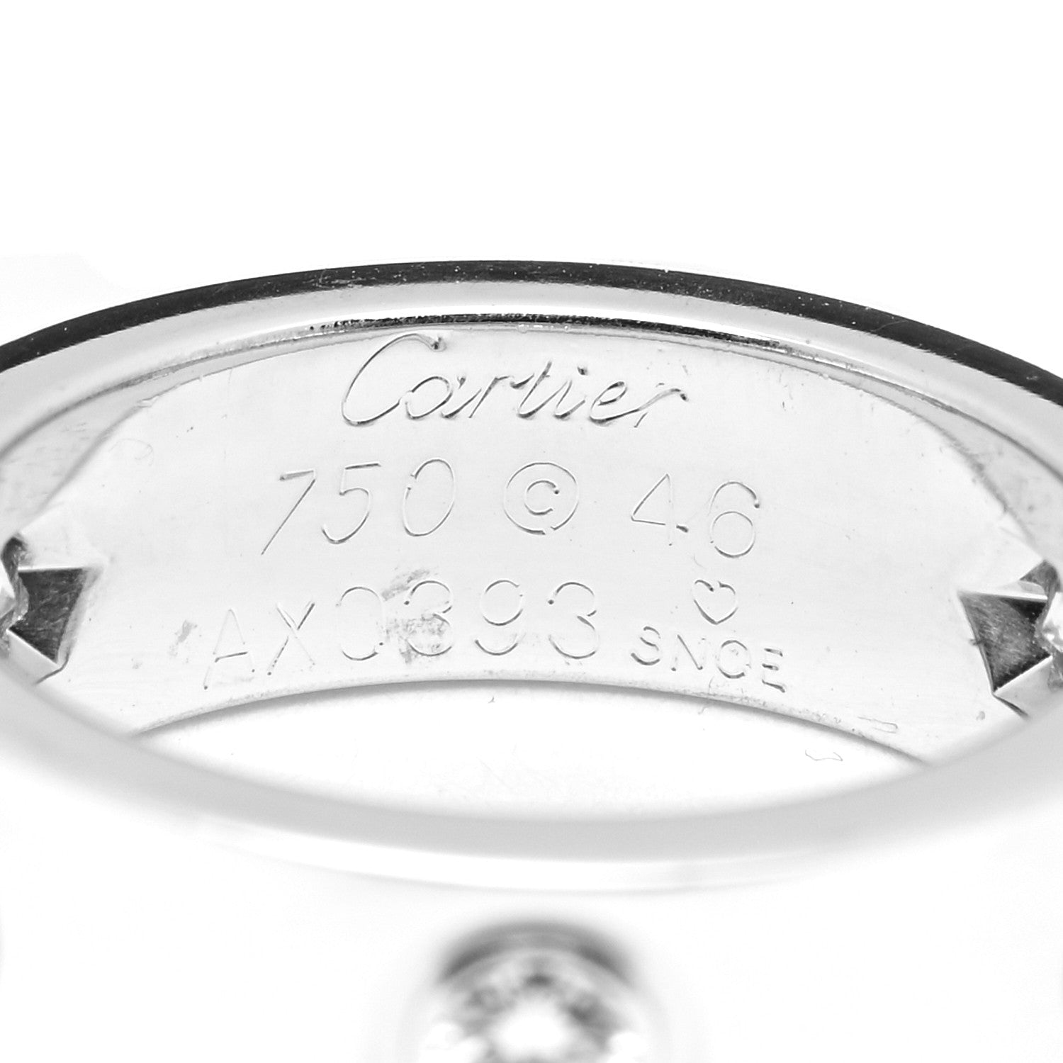 Cartier 18K White Gold 3 Diamond 5.5mm LOVE Ring 46 3.75 4 of 4