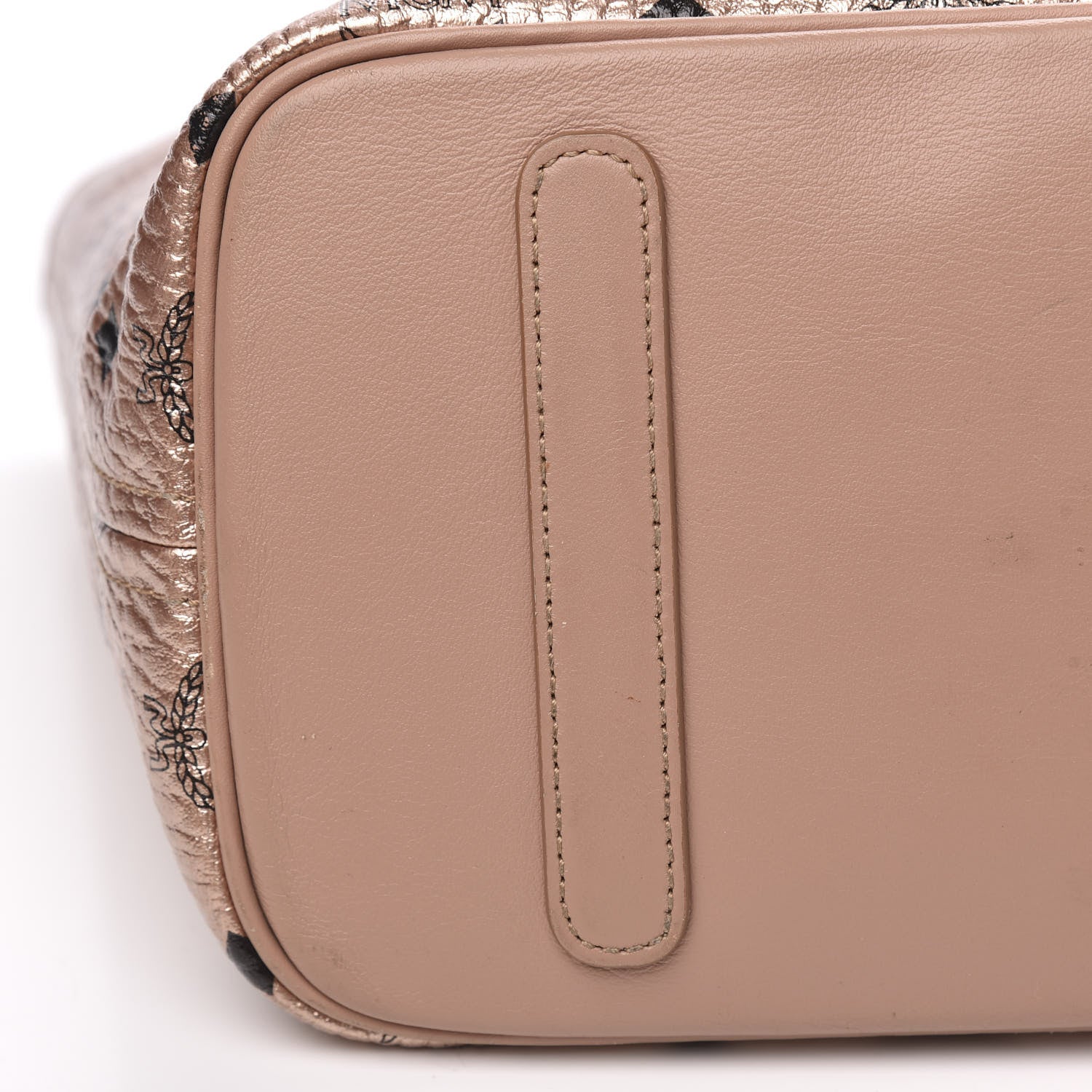 MCM Metallic Visetos Medium Anya Top Zip Shopper Tote Champagne Gold 8 of 14