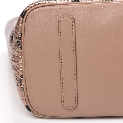 MCM Metallic Visetos Medium Anya Top Zip Shopper Tote Champagne Gold 8 of 14