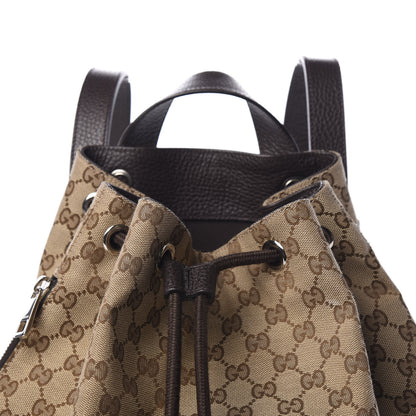 Gucci Monogram Dollar Calfskin O Drawstring Backpack Beige Ebony Testa di Moro Dark Chocolate 9 of 10