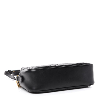 Gucci Calfskin Matelasse Small GG Marmont Chain Shoulder Bag Black 4 of 11