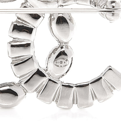 Chanel Baguette Crystal CC Brooch Silver Grey 4 of 4