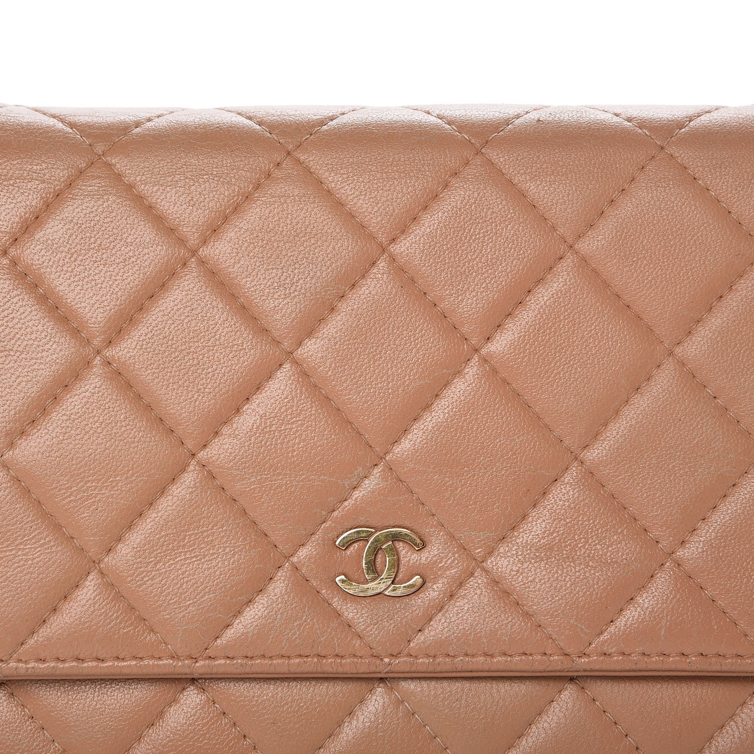 Chanel Lambskin Quilted Wallet on Chain WOC Dark Beige 10 of 17