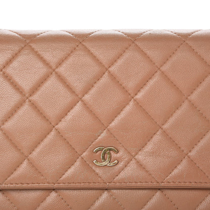 Chanel Lambskin Quilted Wallet on Chain WOC Dark Beige 10 of 17