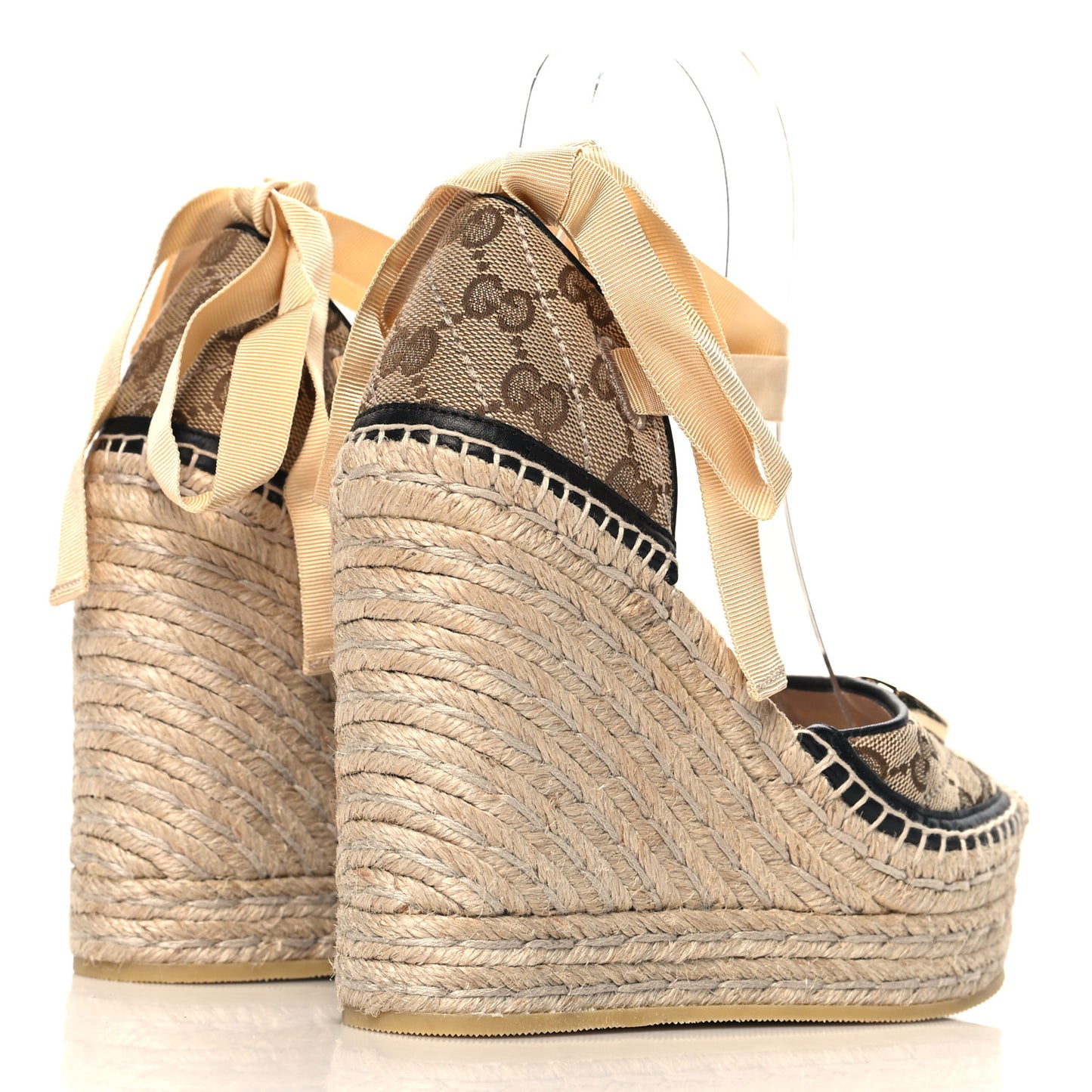 Monogram Matelasse GG Marmont Ankle Wrap Platform 35/120mm Espadrille Wedges 35 Beige Ebony Black Sand Storm