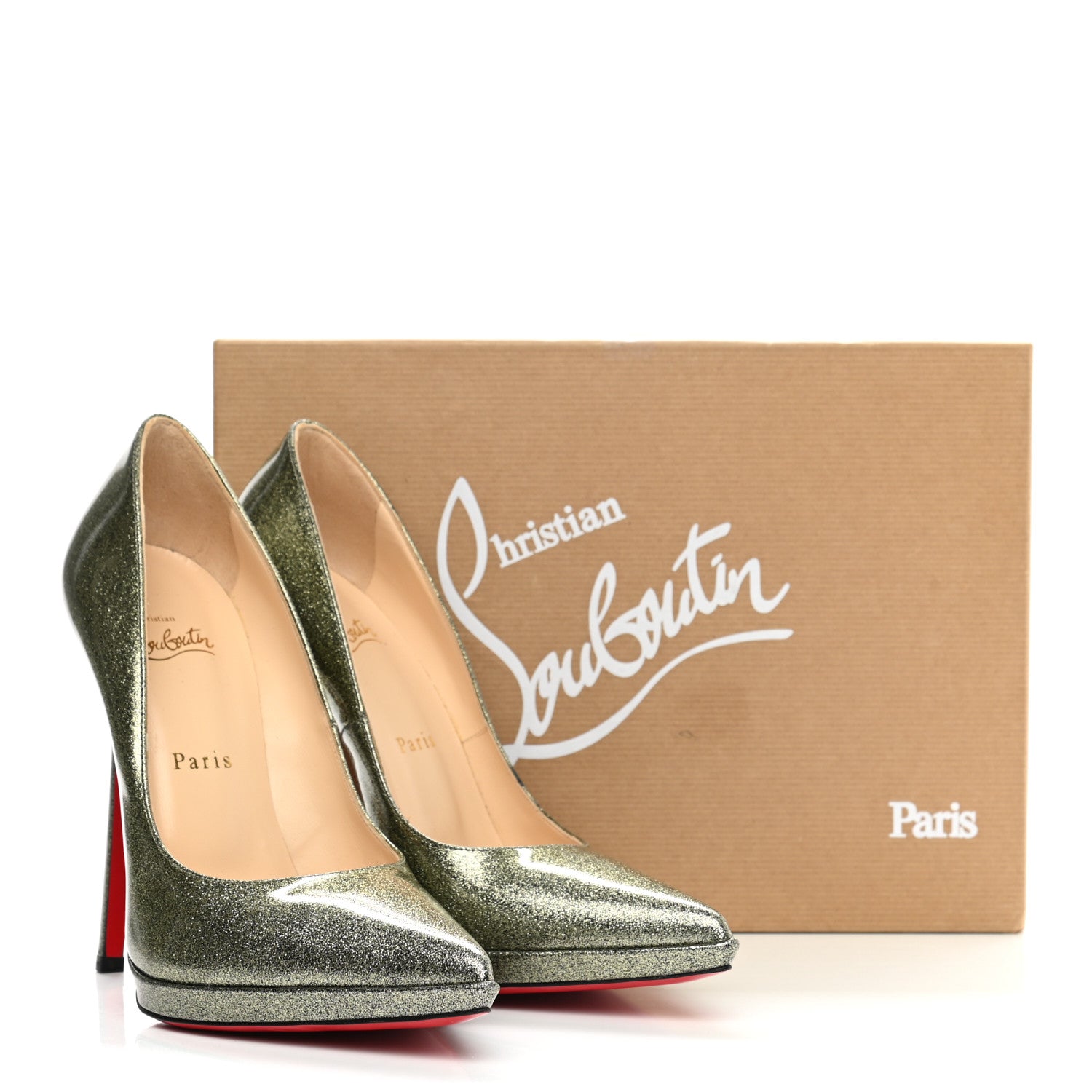 Christian Louboutin Patent Glitter Pigalle Plato 120 Pumps 39.5 Gold 10 of 10