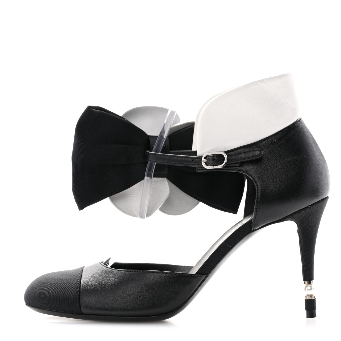 Lambskin Grosgrain Cap Toe Camellia Mary Jane Platform Pumps 39 Black