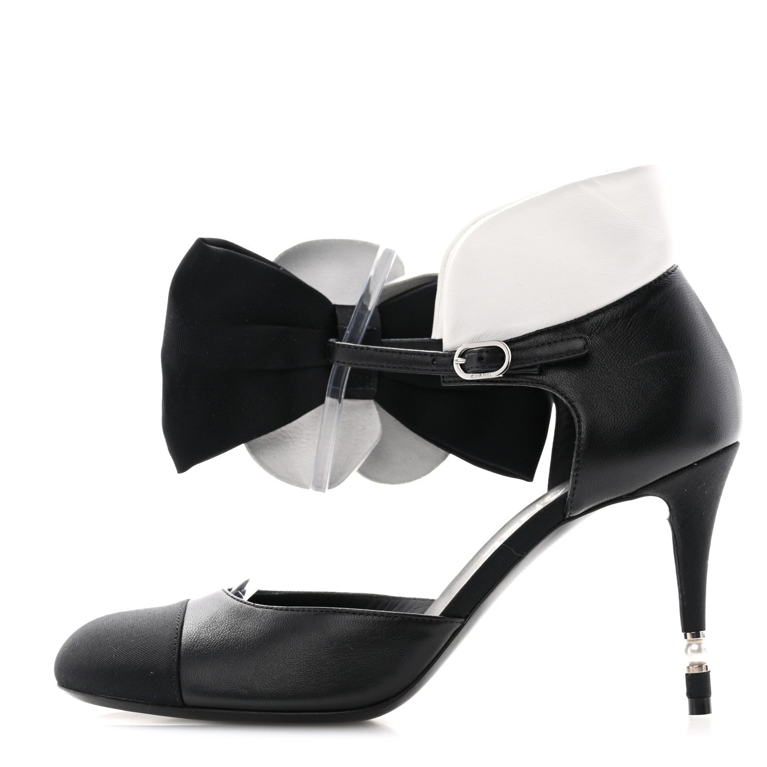 Chanel Lambskin Grosgrain Cap Toe Camellia Mary Jane Platform Pumps 39 Black 1 of 10