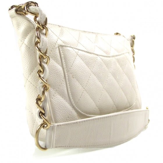 Chanel Caviar Quilted Pochette White 3 of 11