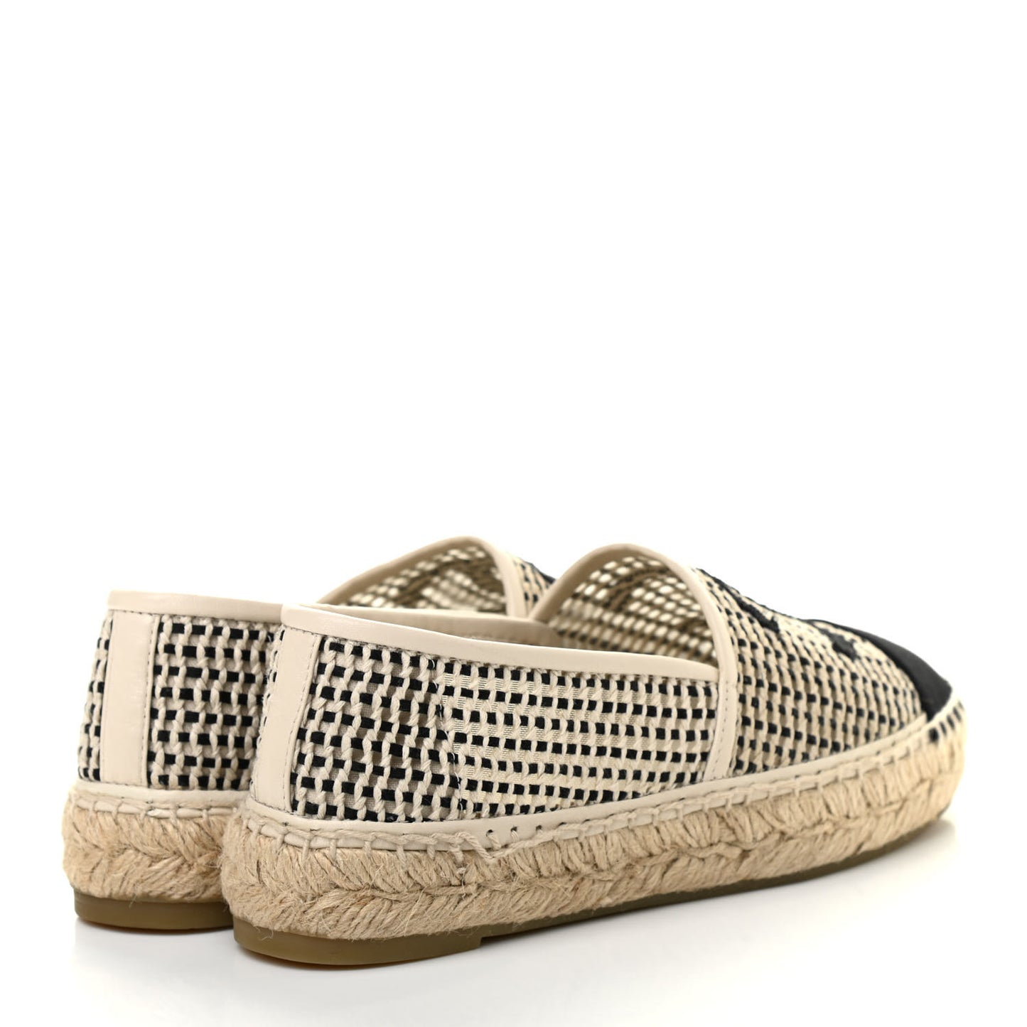 Mesh Grosgrain CC Espadrilles 36 Beige Black