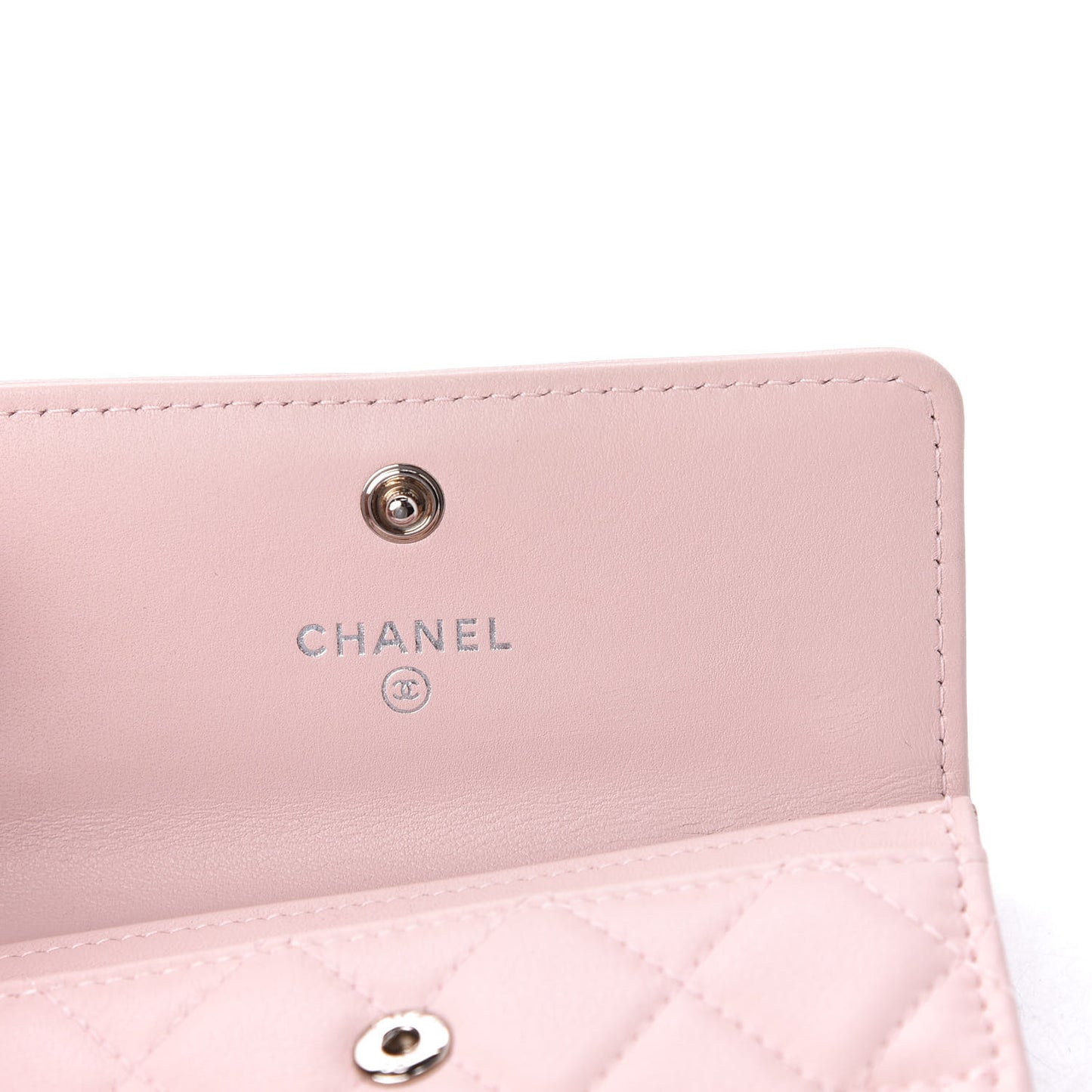 Grained Shiny Calfskin Quilted Boy Flap Card Holder Pink