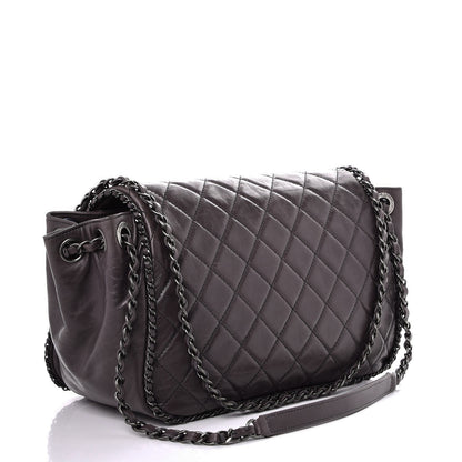 Chanel Calfskin Quilted Large CC Enchained Accordion Flap Grey 3 of 9