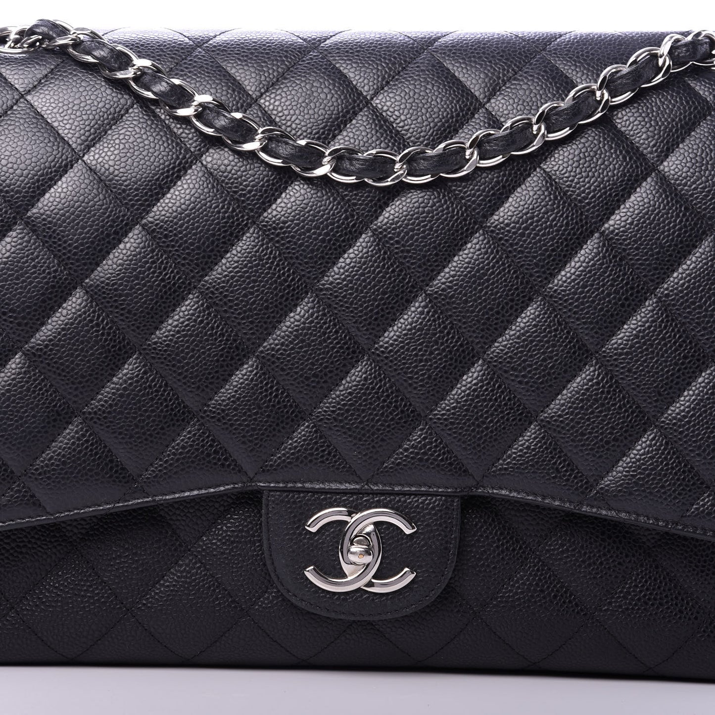 Caviar Quilted Maxi Double Flap Black