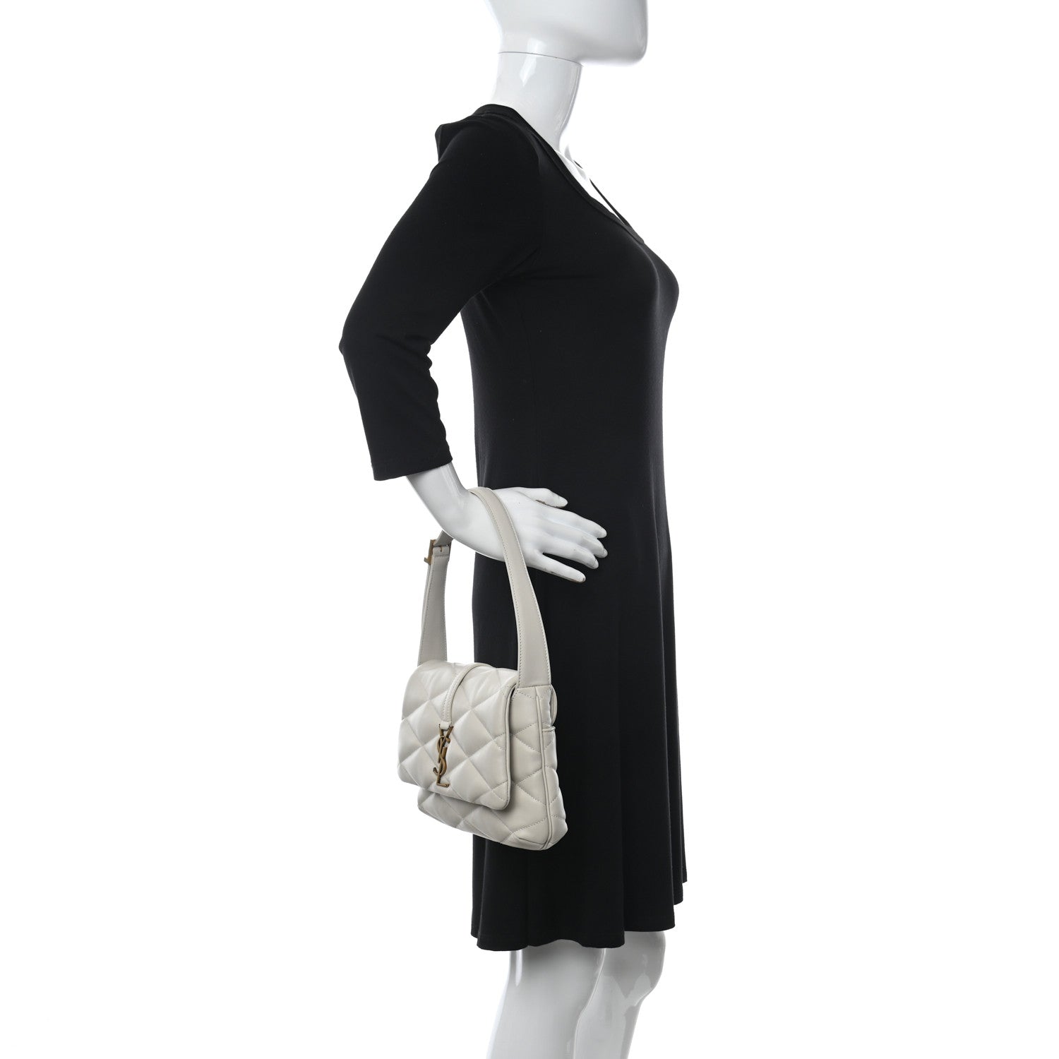 Saint Laurent Lambskin Quilted Le 57 Diamond Shoulder Bag Crema Soft 2 of 8