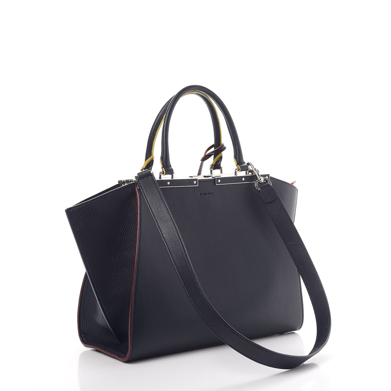 Fendi Vitello Dolce Century Petite 3Jours Tote Blue Notte 4 of 12