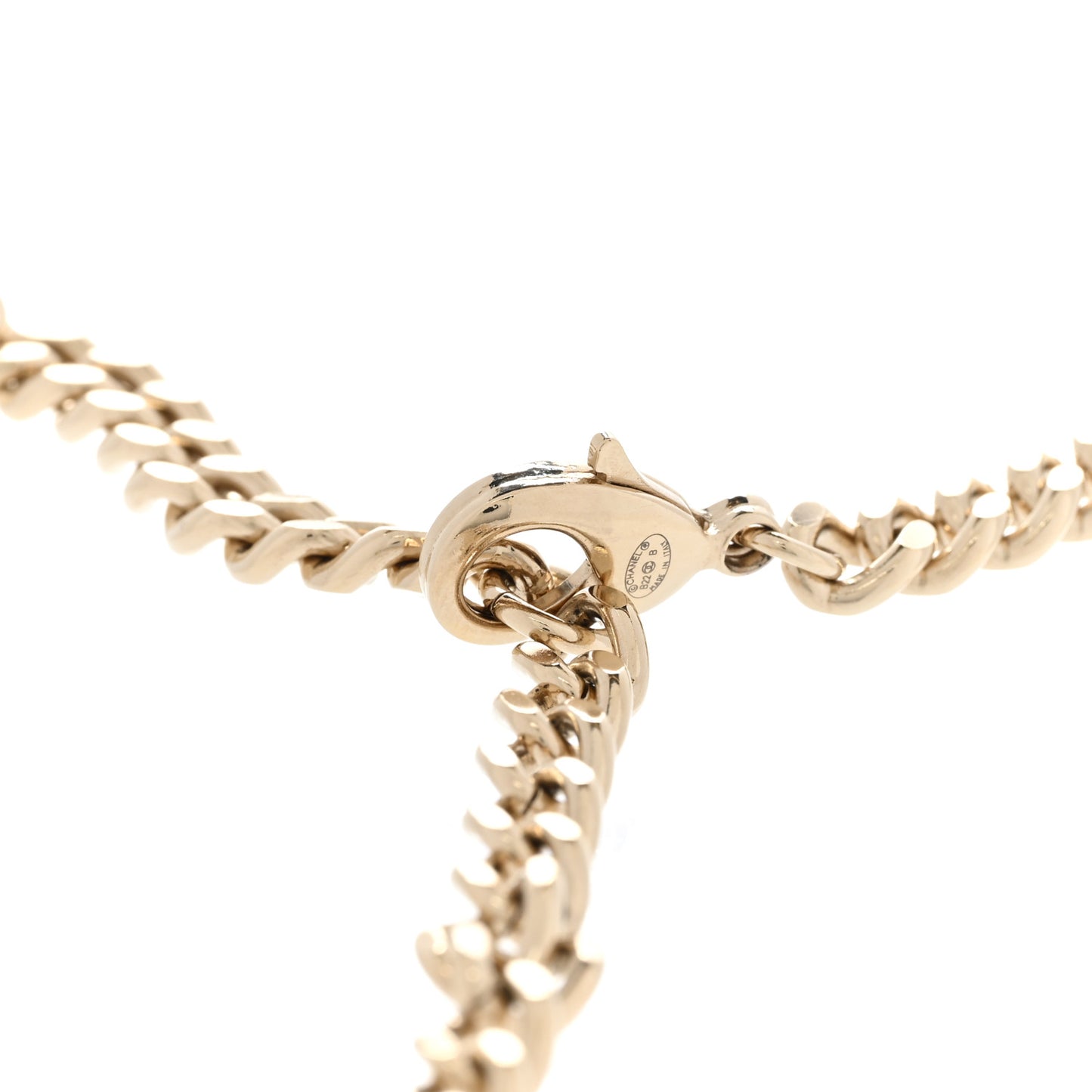 Crystal Chain Link CC Turnlock Choker Necklace Gold Silver