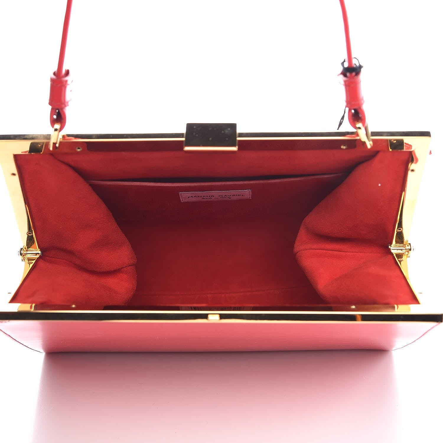 Mansur Gavriel Patent Calfskin Elegant Top Handle Bag Flamma 5 of 6