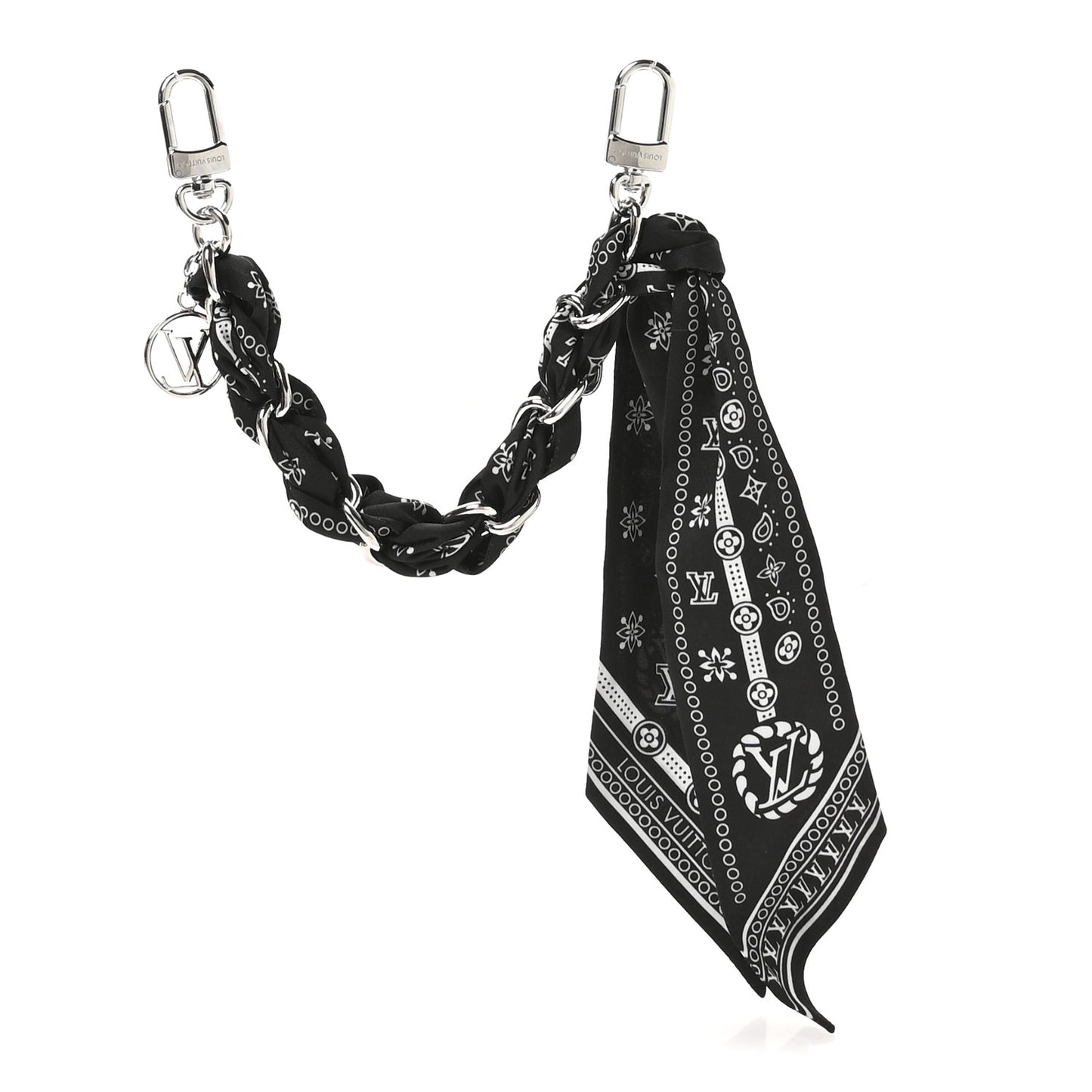 Monogram Bandana Bag Charm Black