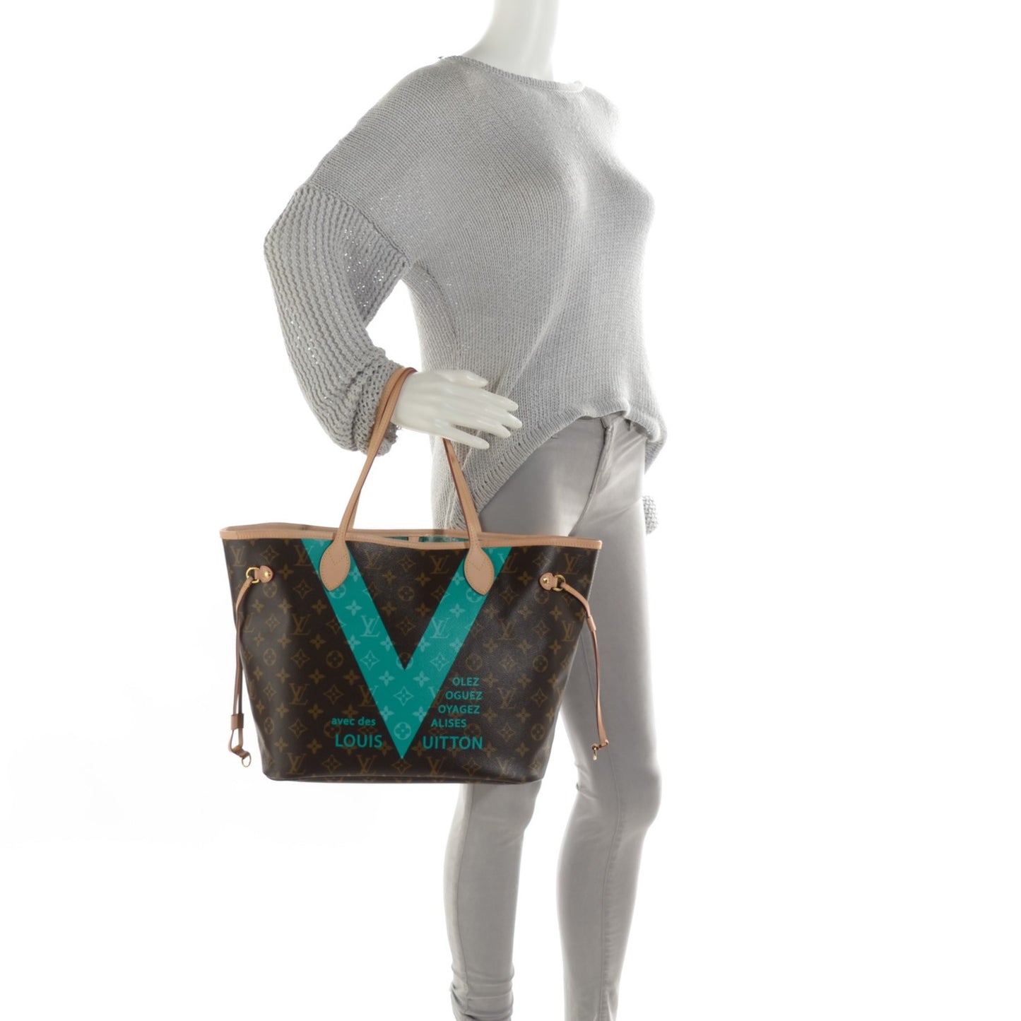 Monogram V Neverfull MM Turquoise