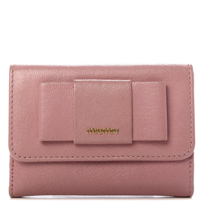 Miu Miu Goatskin Madras Flap Wallet Rosa 1 of 8
