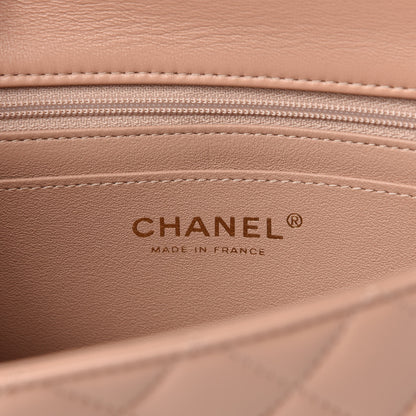 Chanel Lambskin Quilted Mini Top Handle Rectangular Flap Beige 8 of 10