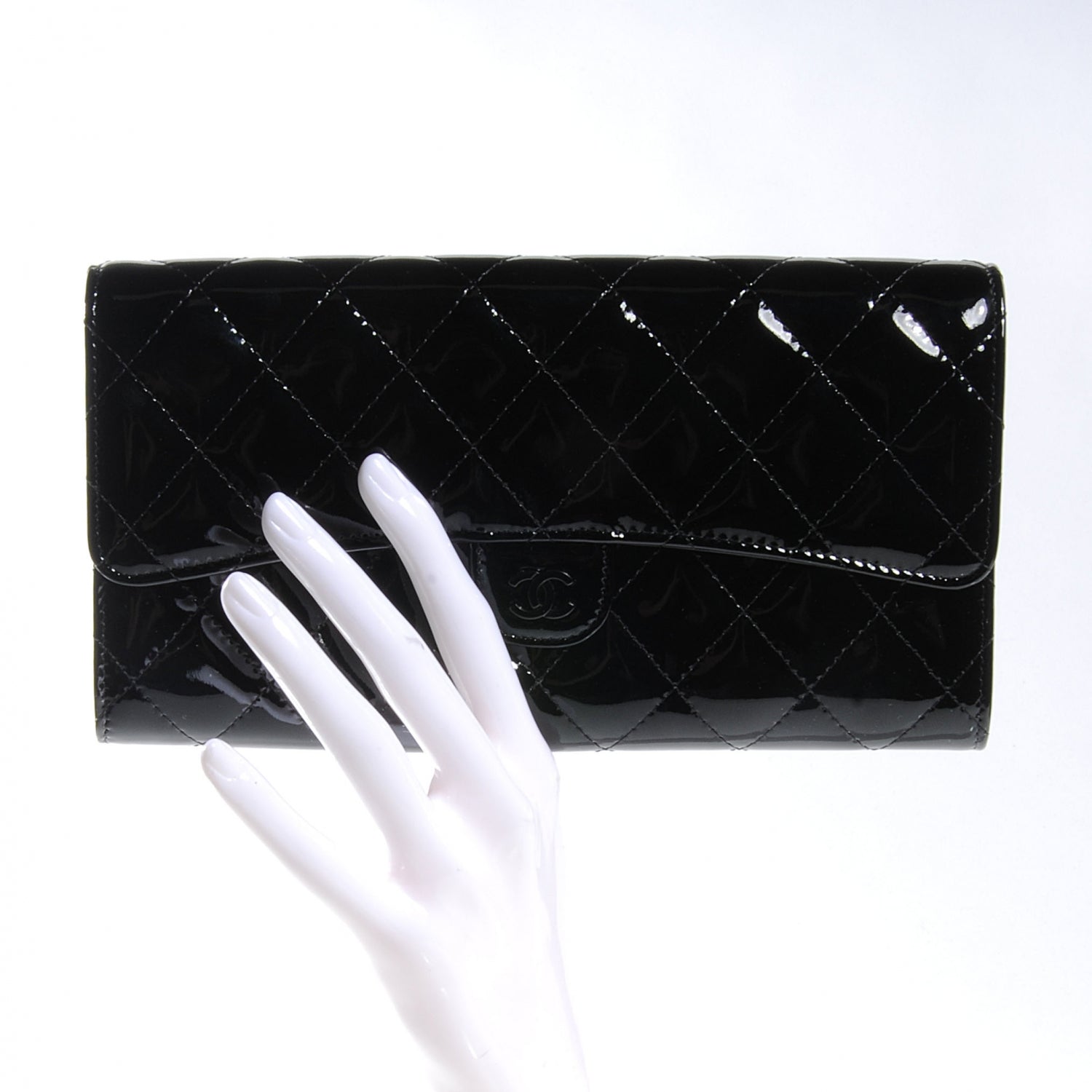 Chanel Patent Quilted Travel Wallet Black 2 of 7