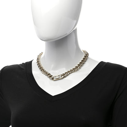 Chanel Crystal CC Chain Link Choker Necklace Gold 2 of 6