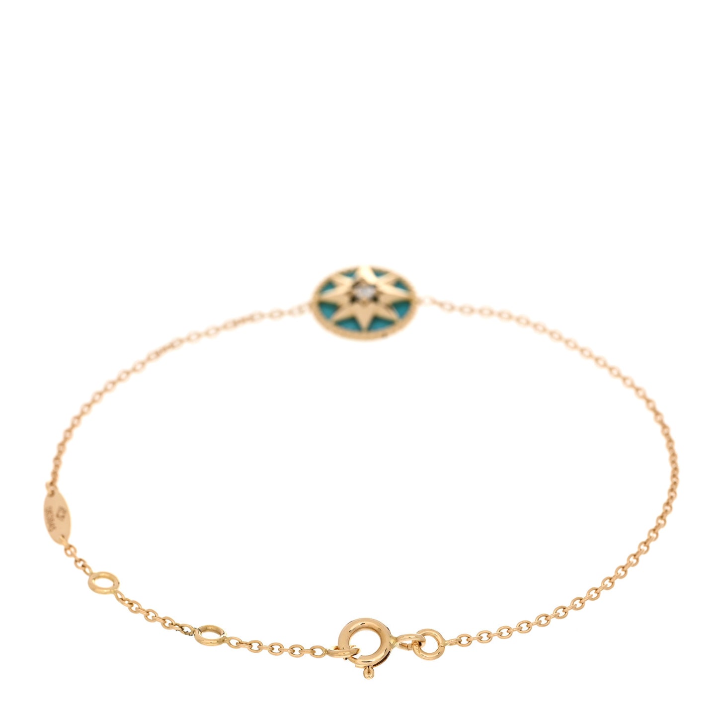 18K Yellow Gold Diamond Turquoise Rose des Vents Bracelet