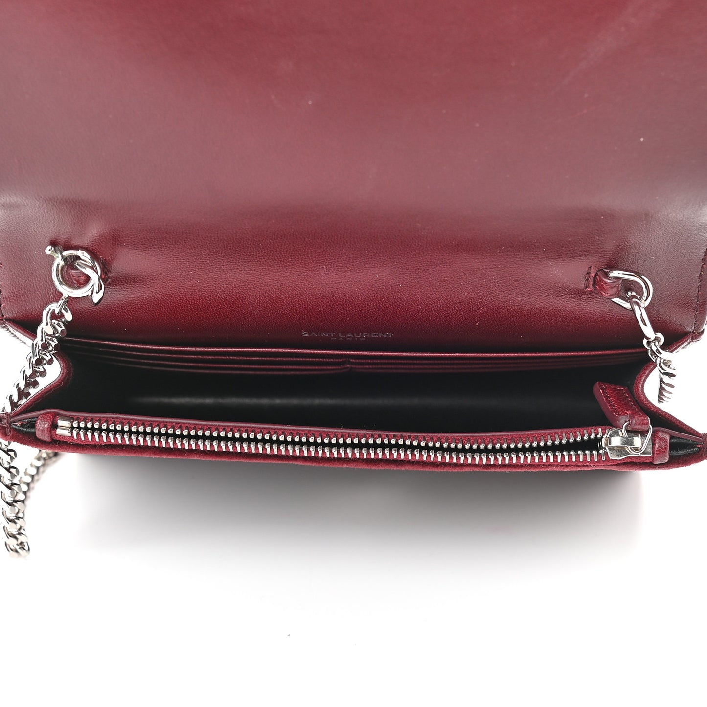 Velvet Crystal Monogram Kate Tassel Shoulder Bag Burgundy