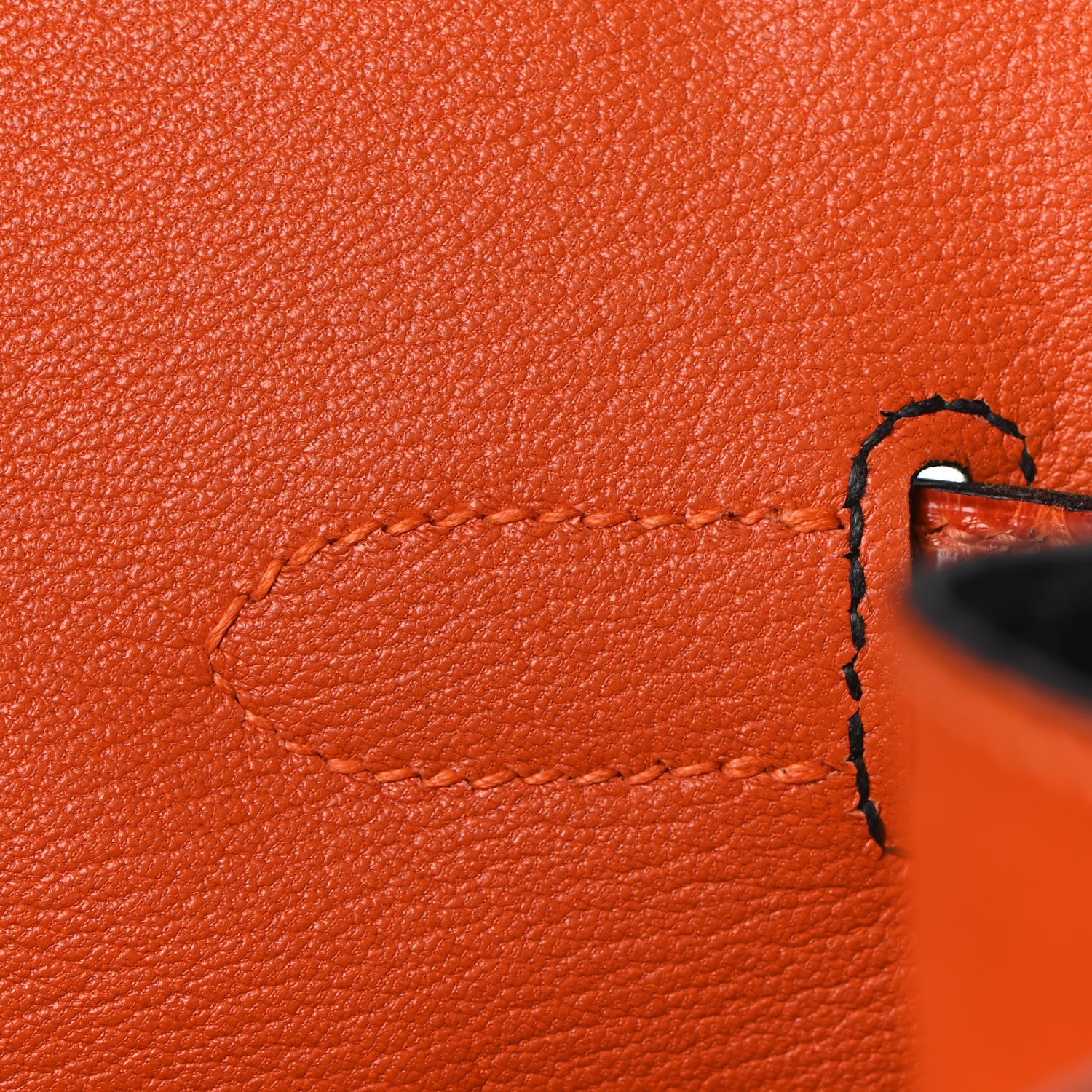 Hermes Shiny Porosus Crocodile Birkin 35 Black Orange 21 of 34